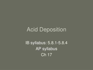 Acid Deposition