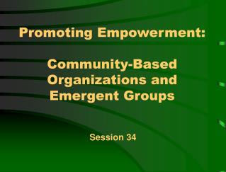 Promoting Empowerment: Community-Based Organizations and Emergent Groups