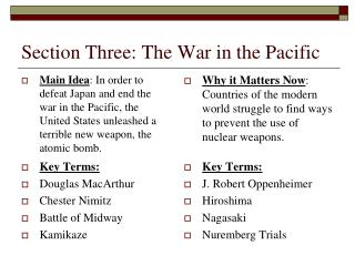 Section Three: The War in the Pacific