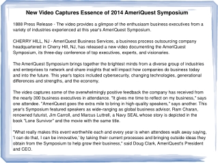 New Video Captures Essence of 2014 AmeriQuest Symposium