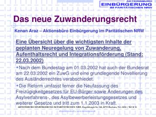 Das neue Zuwanderungsrecht