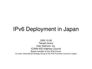 IPv6 Deployment in Japan