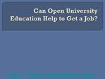 Can open university education help to get a
