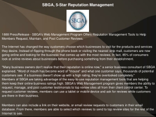 SBGA, 5-Star Reputation Management