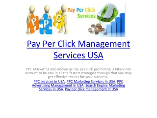 Pay Per Click Management Services USA
