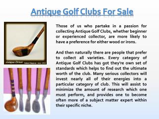 Antique Wood Shaft Golf Clubs