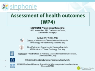 Assessment of health outcomes (WP4)