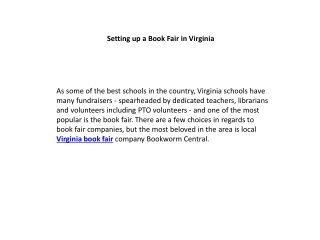 Setting up a Book Fair in Virginia