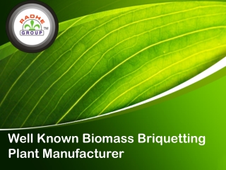 Well Known Biomass Briquetting Plant Manufacturer