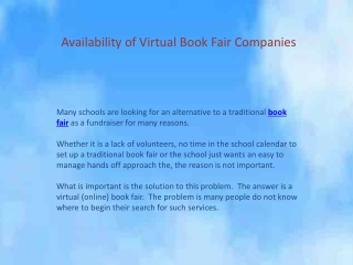 Availability of Virtual Book Fair Companies