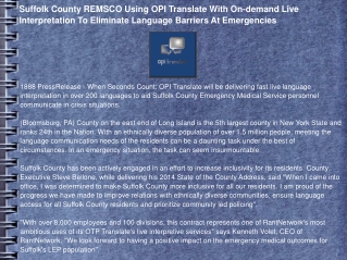 Suffolk County REMSCO Using OPI Translate With On-demand