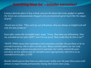 Everything Must Go’ – includes warranties