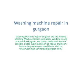 Washing Machine Repair Gurgaon