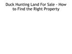 Duck Hunting Land For Sale - How to Find the Right Property
