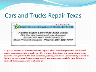 Cars and Trucks Repair Texas