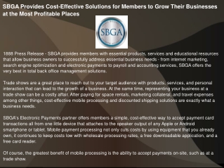 SBGA Provides Cost-Effective Solutions for Members