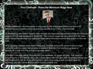 Paul Chehade - Raise the Minimum Wage Now