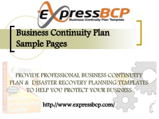 Business Continuity Plan Sample Pages