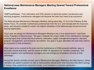 NationaLease Maintenance Managers Meeting Geared