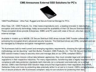 CMS Announces External SSD Solutions for PC's