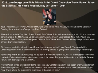 2013 LakeGeorge.com Elvis Tribute Artist Grand Champion