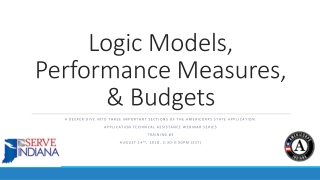 Logic Models, Performance Measures, & Budgets