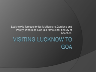 Find Affordable air tickets for Flights from Lucknow to Goa