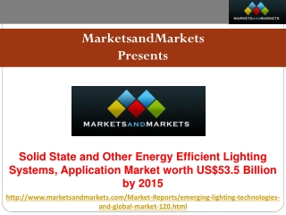 Research Report on Solid State and Other Energy Efficient Lighting Systems Market.