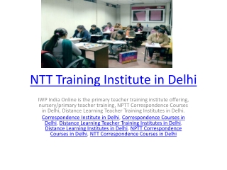 NTT Training Institute in Delhi