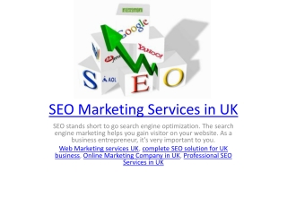 SEO Marketing Services in UK