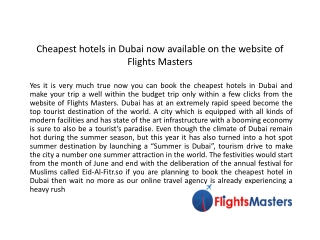 Find Cheapest Hotels Dubai
