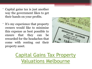 Melbourne Capital Gains Tax Property Valuers