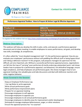 Webinar On Performance Appraisal Toolbox : How to Prepare