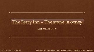 The Ferry Inn - Restaurant Menu