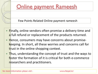 Some fundamental of online payment ramessh