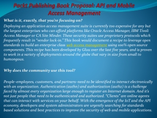 Packt Publishing Book Proposal: API and Mobile Access Manage
