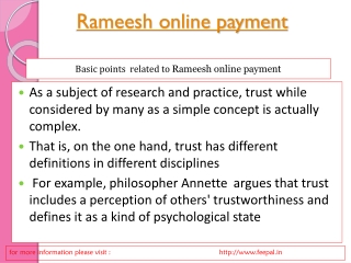 Knowledge related rameesh online payment