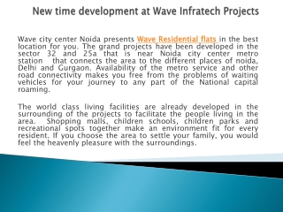Wave City Center Residential Projects Noida