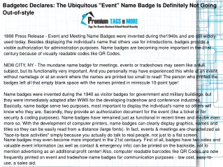 Badgetec Declares: The Ubiquitous "Event"