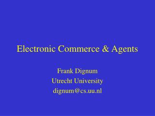 Electronic Commerce & Agents
