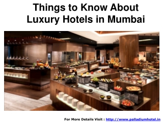 Things to Know About Luxury Hotels in Mumbai