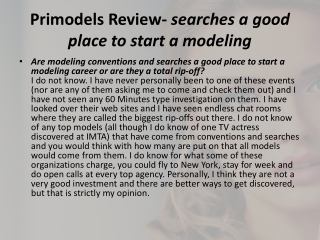 Primodels Review- searches a good place to start a modeling