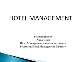 Hotel Management Courses in Chennai