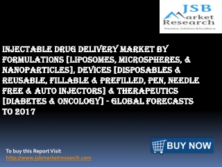 JSB Market Research: Injectable Drug Delivery Market