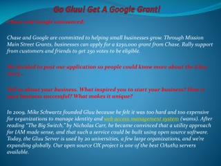 Go Gluu! Get A Google Grant!