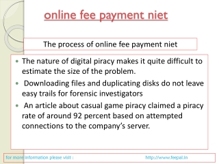 some more details about online fee payment niet