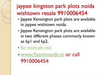 resale jaypee kensigton park plots 9910006454