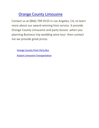 Limo Service | Orange County Limousine | Airport Limousine T
