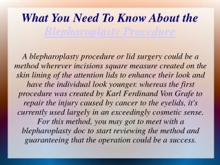 What You Need To Know About the Blepharoplasty Procedure