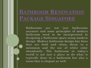 Bathroom Renovation Singapore